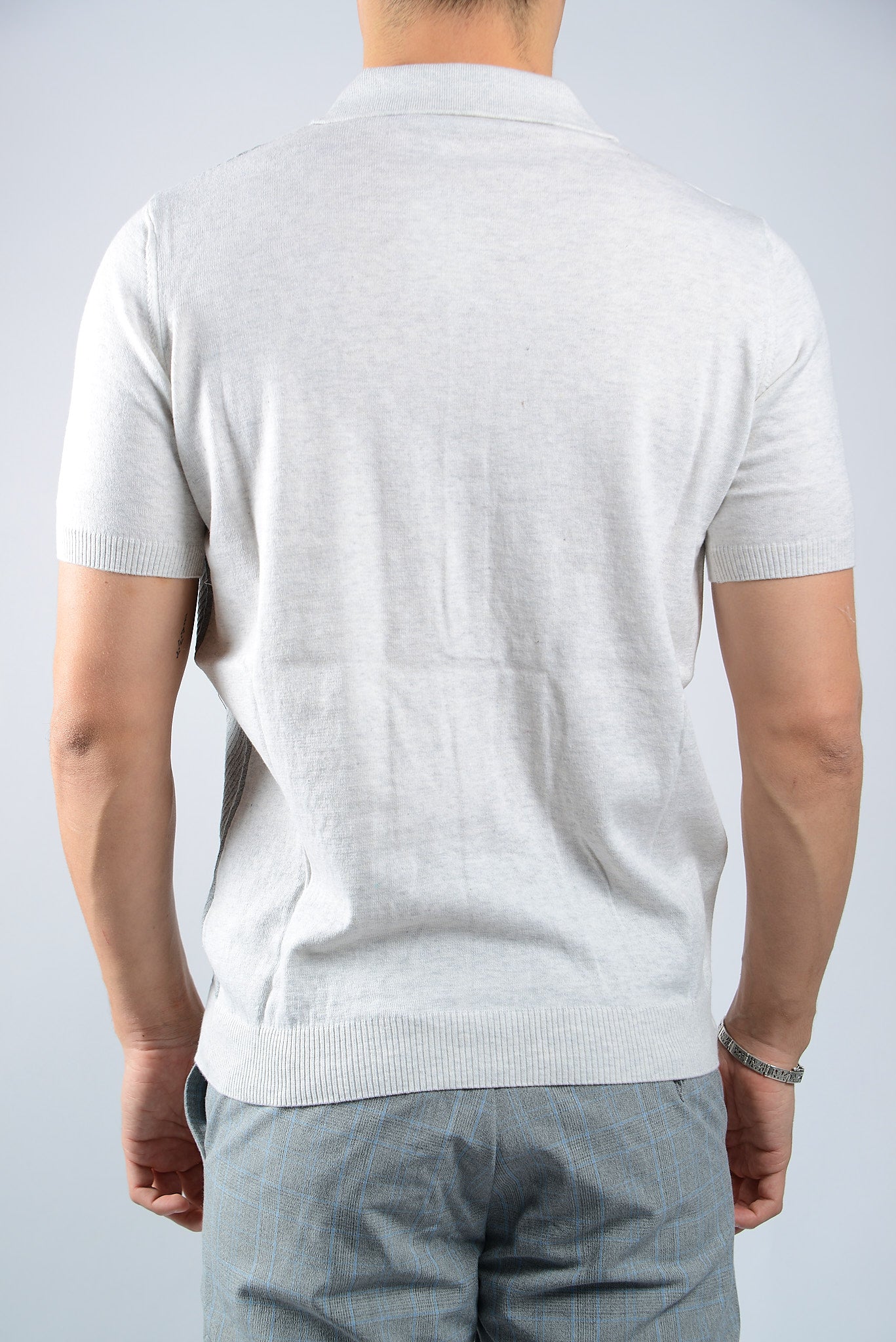 TEXTURED VERTICAL STRIPE KNIT BUTTON POLO