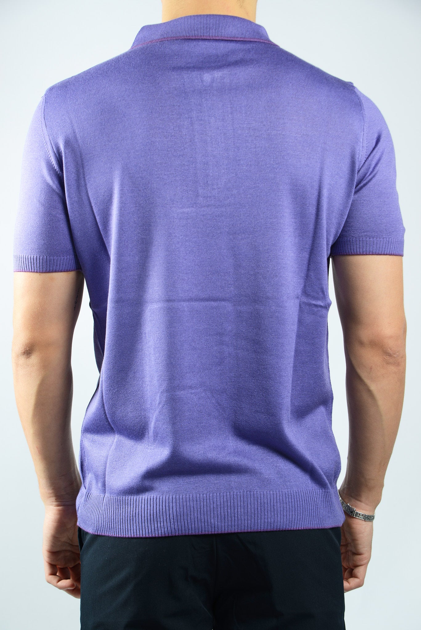 TIPPED COLLAR KNIT ZIP POLO