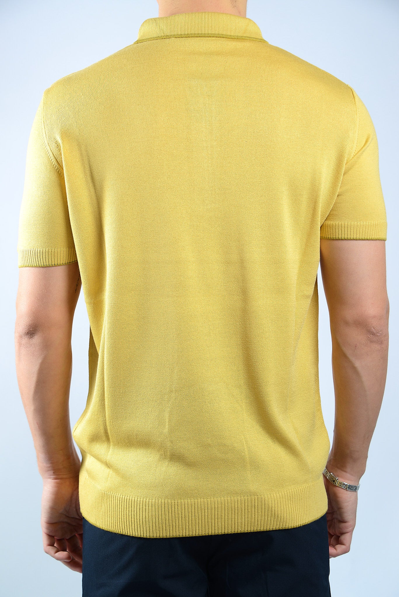 TIPPED COLLAR KNIT ZIP POLO