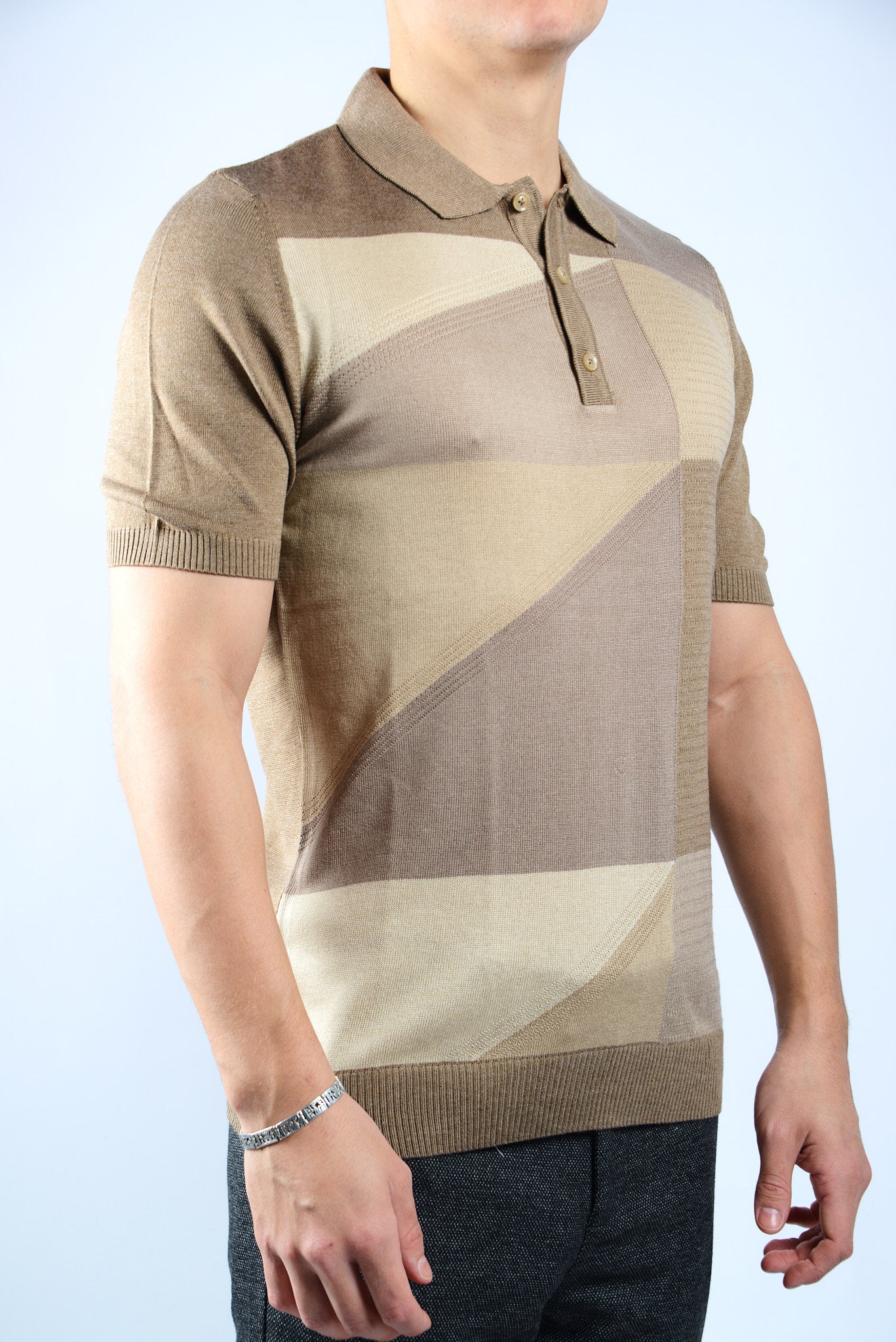 GEOMETRIC SQUARE KNIT POLO