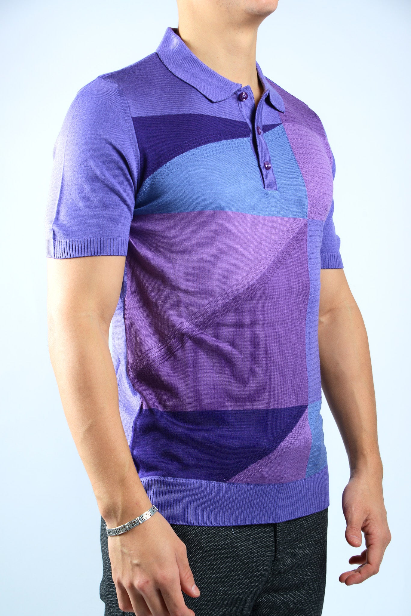 GEOMETRIC SQUARE KNIT POLO
