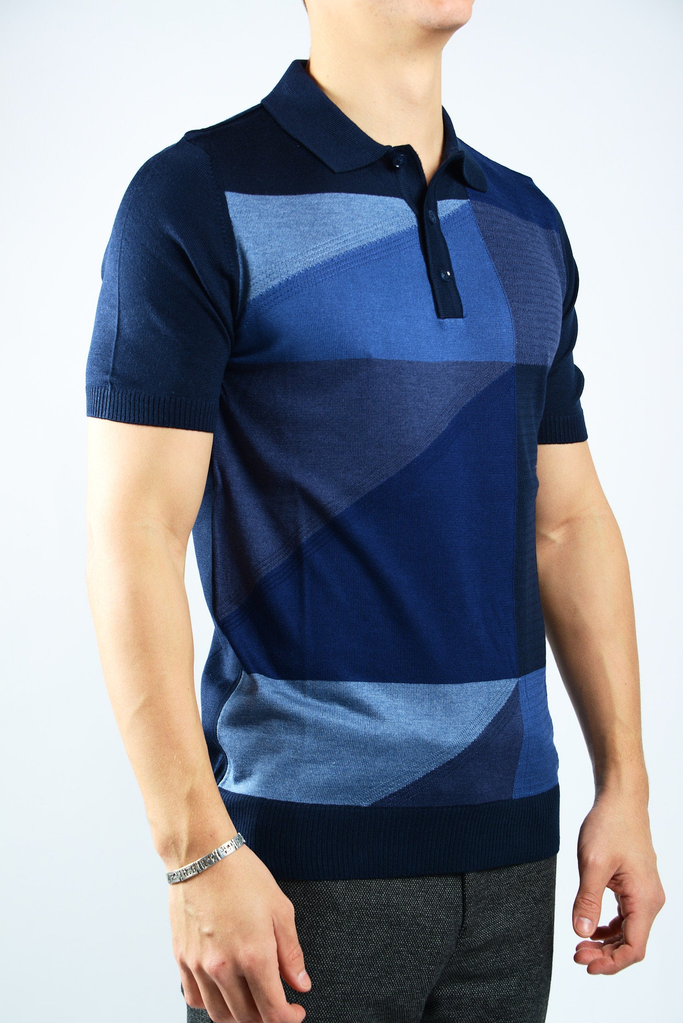 GEOMETRIC SQUARE KNIT POLO