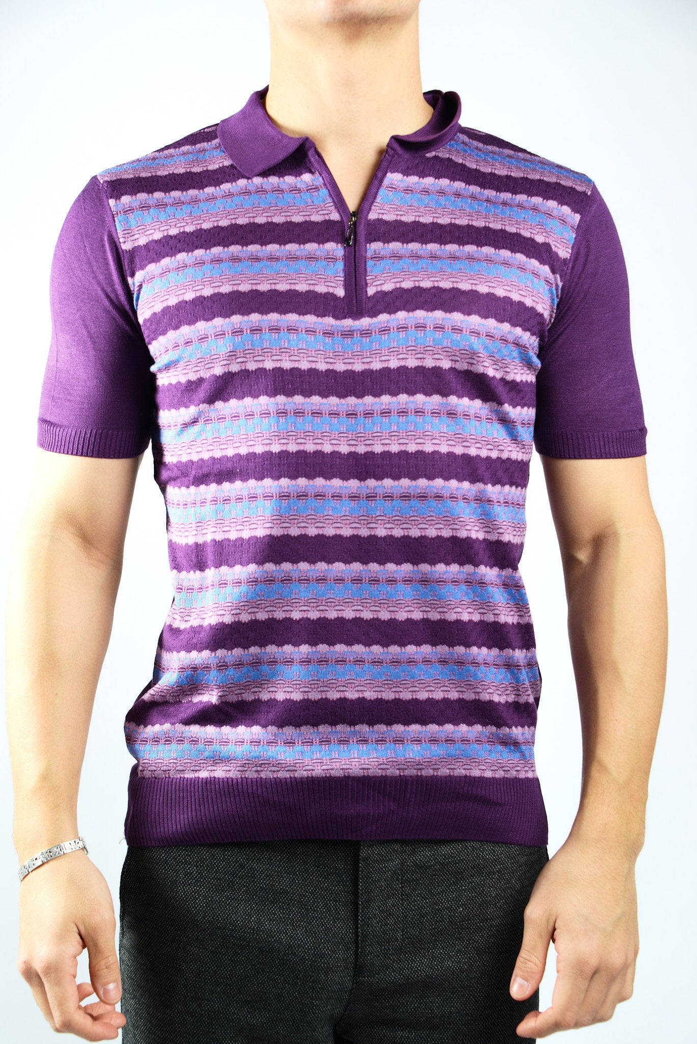 BUBBLE KNIT ZIP POLO