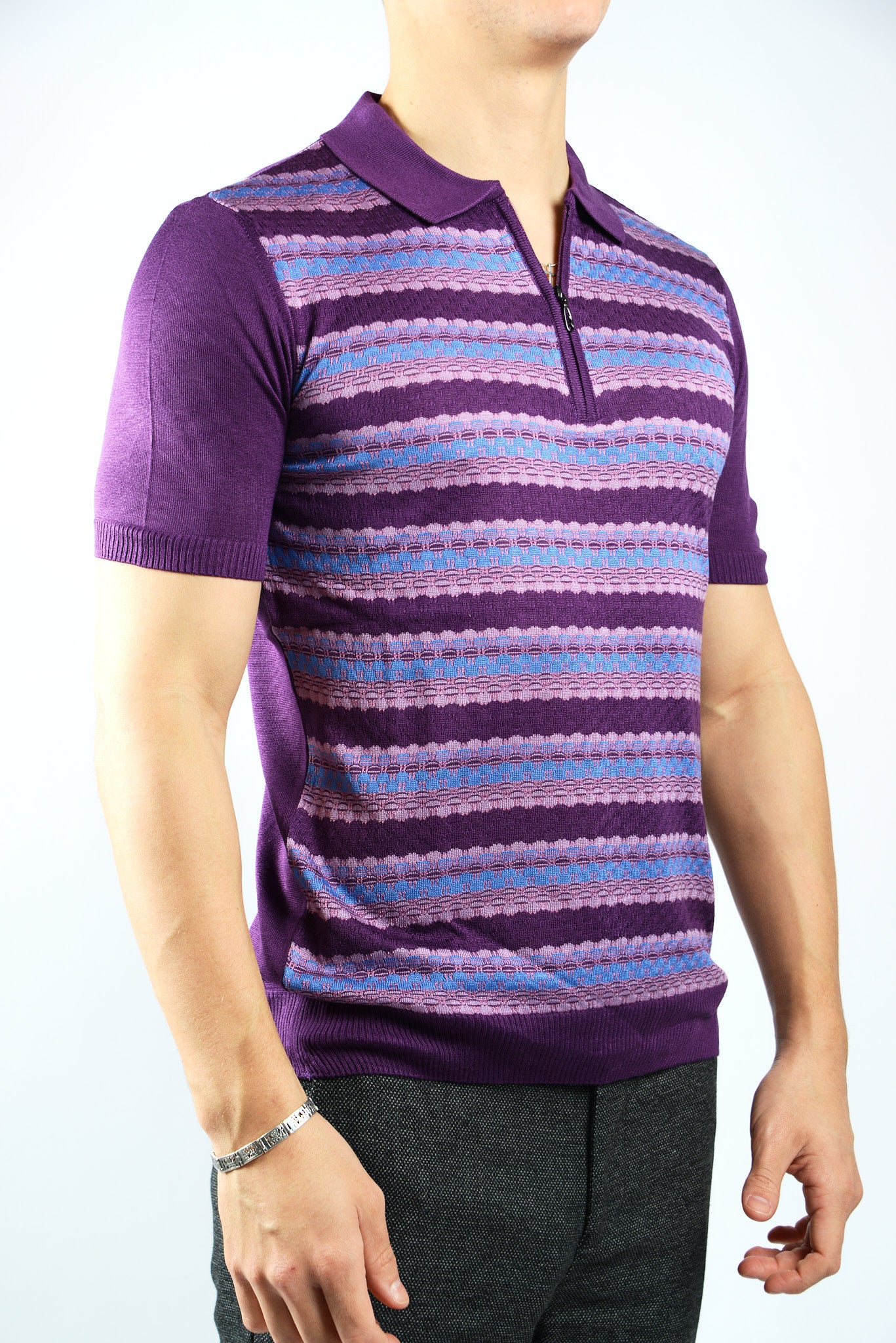 BUBBLE KNIT ZIP POLO