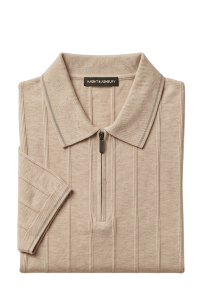 [33161-40-106] CASHMERE BLEND SS ZIP POLO
