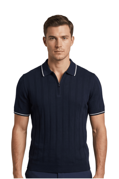 [33161-40-101] CASHMERE BLEND SS ZIP POLO