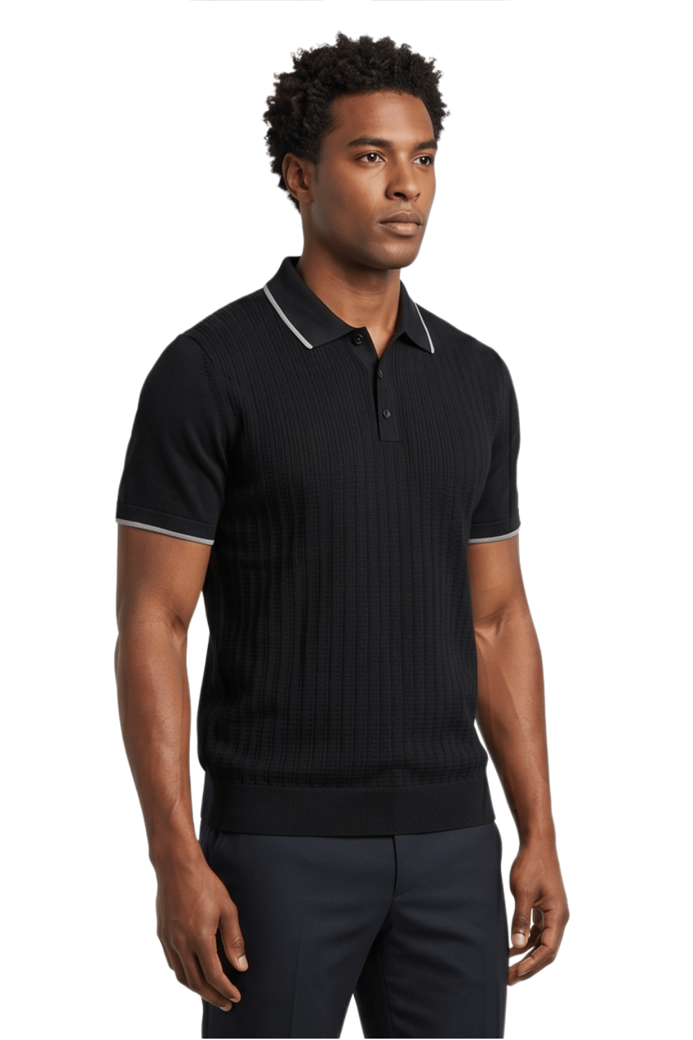 [33164-40-101] CASHMERE BLEND SS BUTTON POLO
