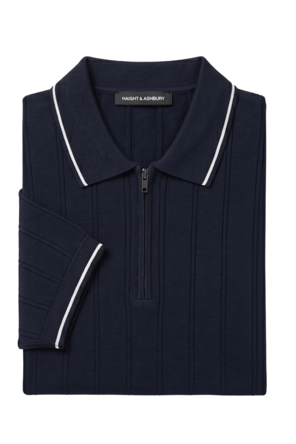 [33161-40-101] CASHMERE BLEND SS ZIP POLO