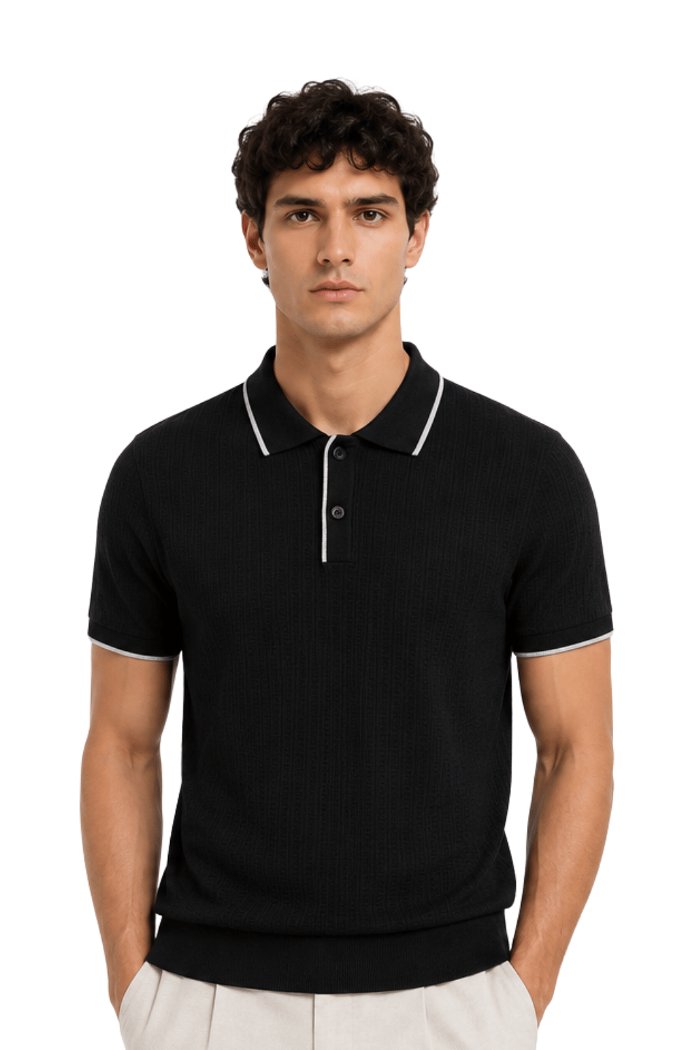 [33164-40-101] CASHMERE BLEND SS BUTTON POLO