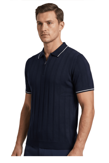 [33161-40-101] CASHMERE BLEND SS ZIP POLO