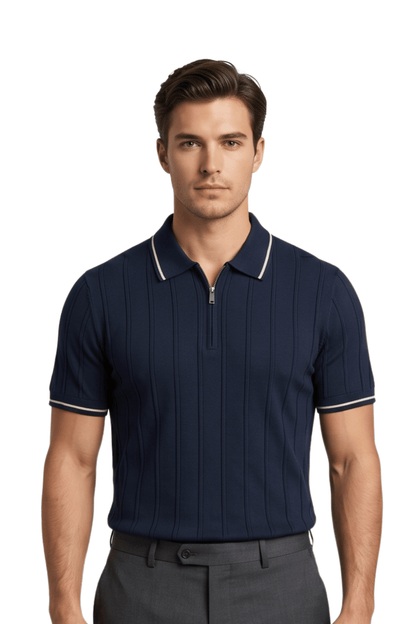 [33161-40-102] CASHMERE BLEND SS ZIP POLO