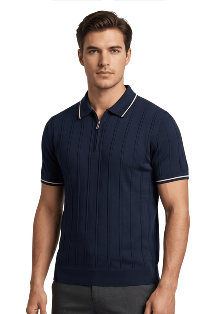 [33161-40-102] CASHMERE BLEND SS ZIP POLO