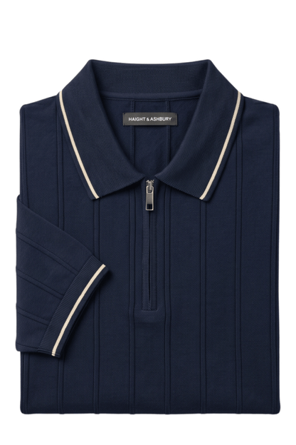 [33161-40-102] CASHMERE BLEND SS ZIP POLO