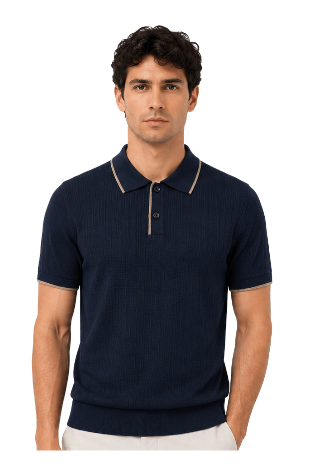 [33164-40-102] CASHMERE BLEND SS BUTTON POLO