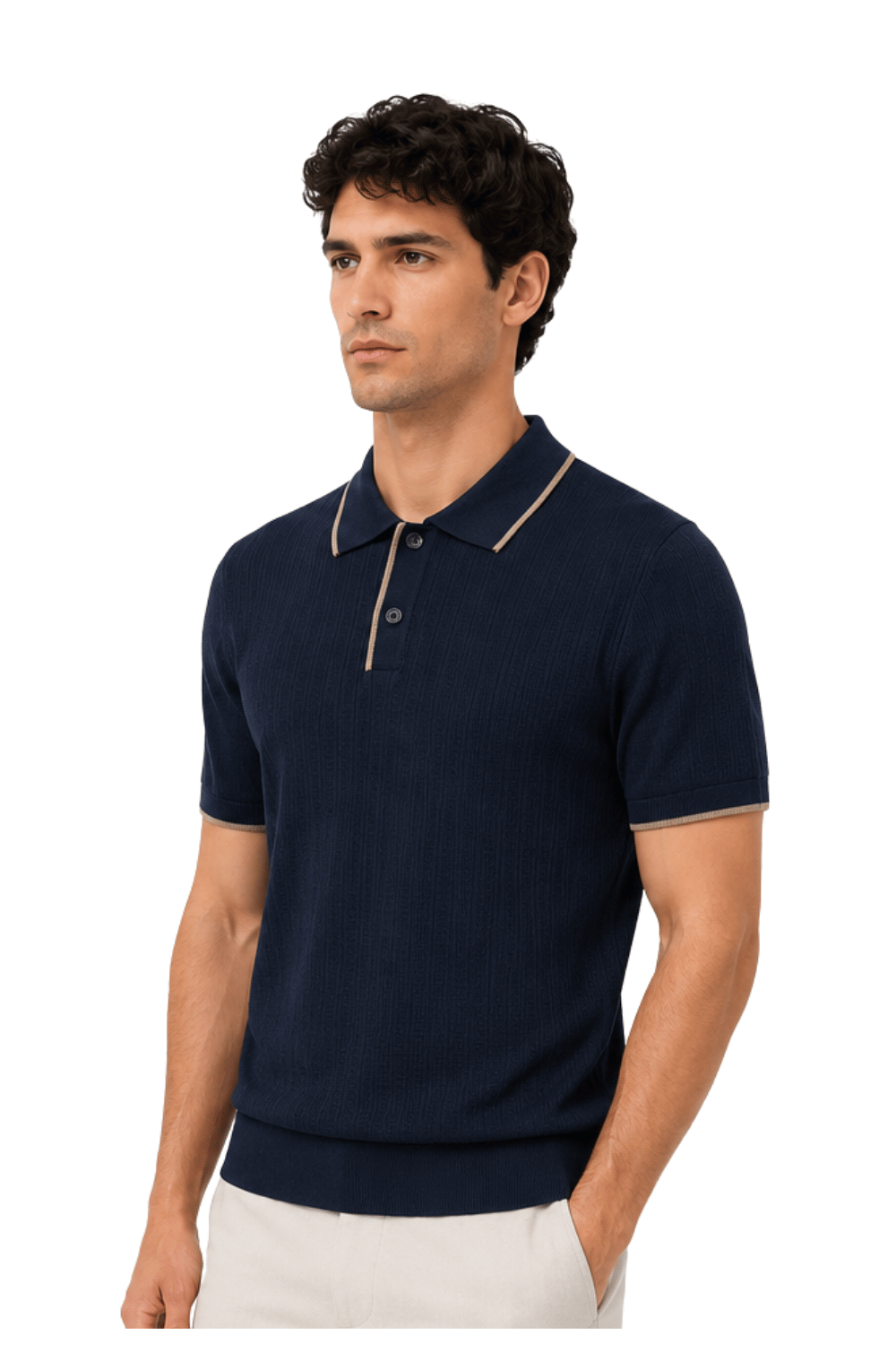 [33164-40-102] CASHMERE BLEND SS BUTTON POLO