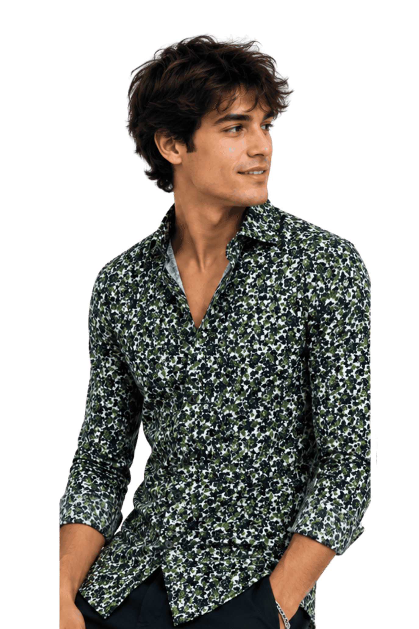 [48022-104] DT PRINTED DRESS SHIRT