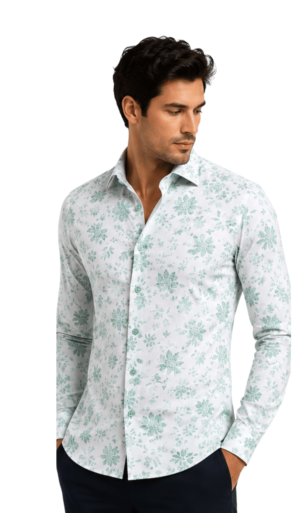 [48022-105] DT PRINTED DRESS SHIRT
