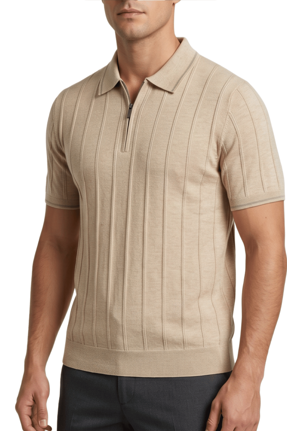 [33161-40-106] CASHMERE BLEND SS ZIP POLO