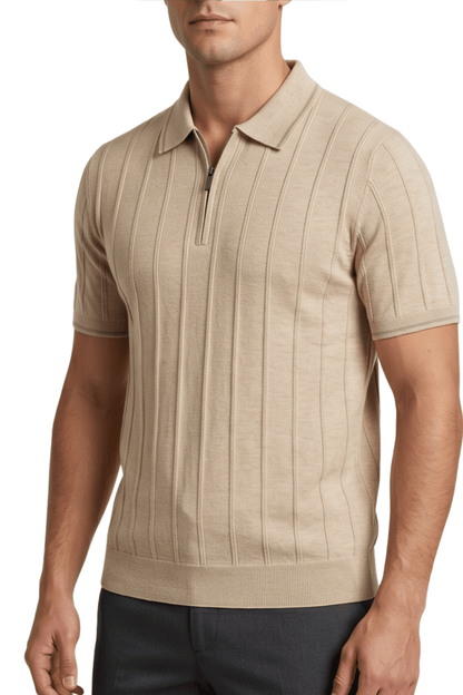 [33161-40-106] CASHMERE BLEND SS ZIP POLO