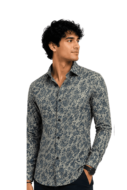 [48022-106] DT PRINTED DRESS SHIRT