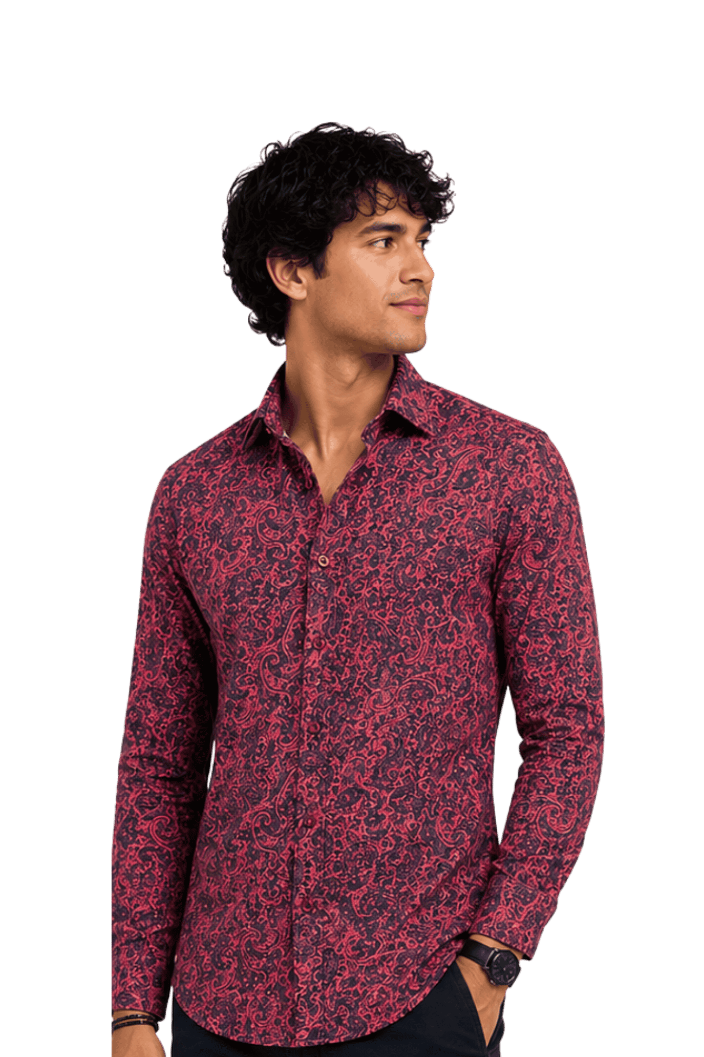 [48022-107] DT PRINTED DRESS SHIRT