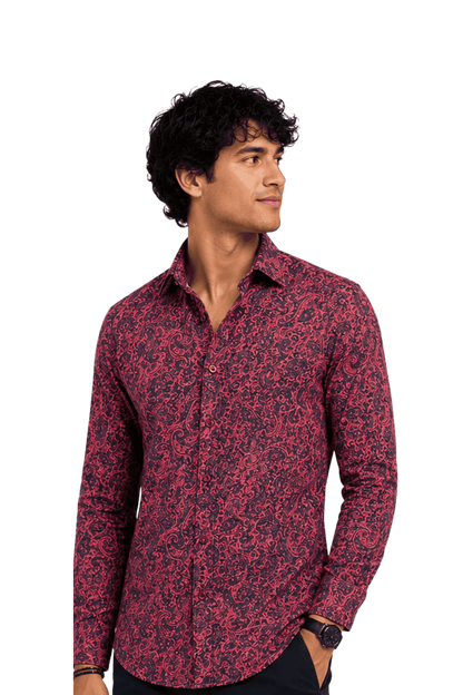 [48022-107] DT PRINTED DRESS SHIRT
