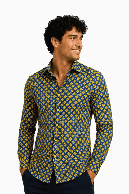 [48022-109] DT PRINTED DRESS SHIRT