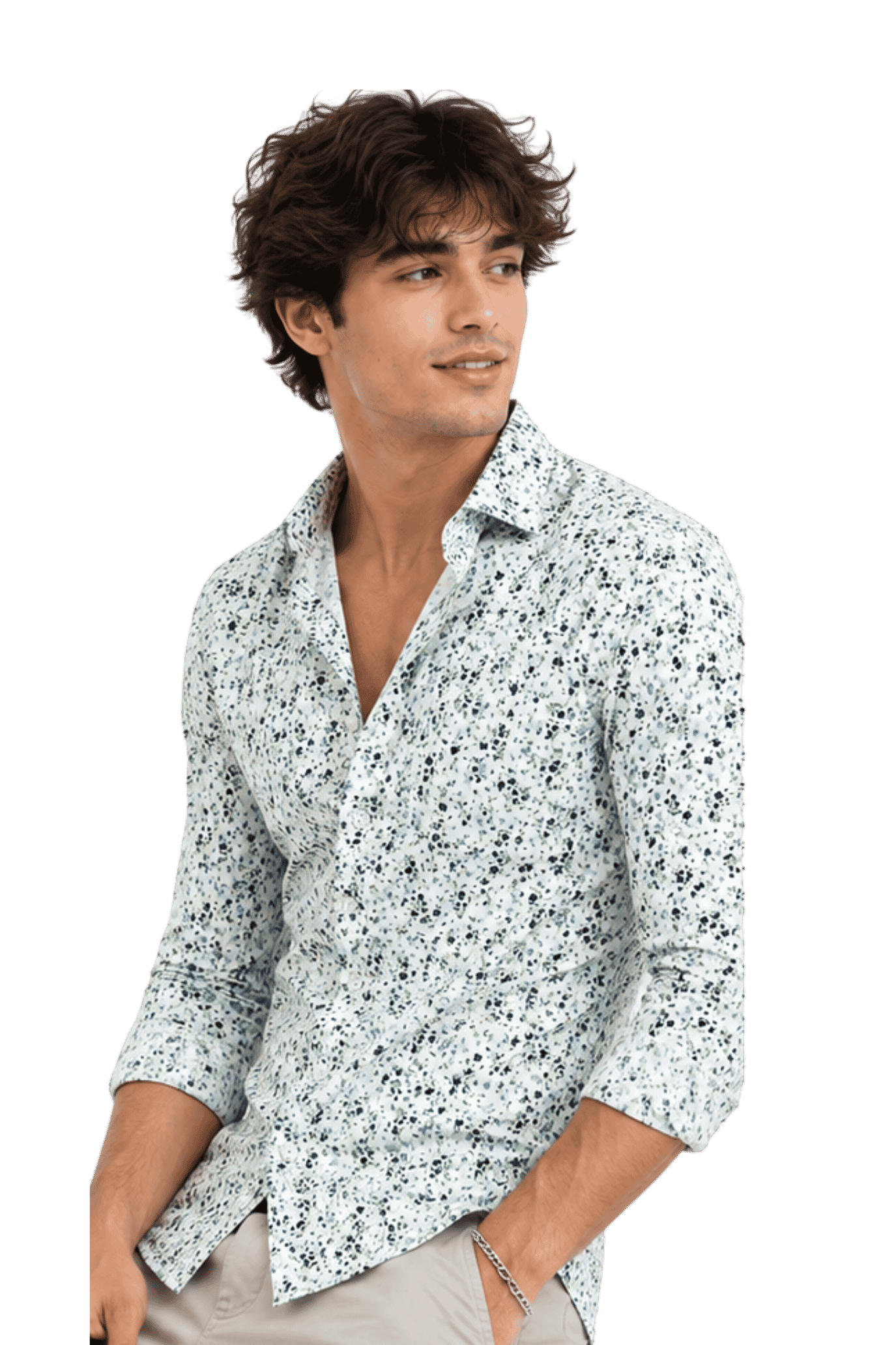 [48022-10] DT PRINTED DRESS SHIRT