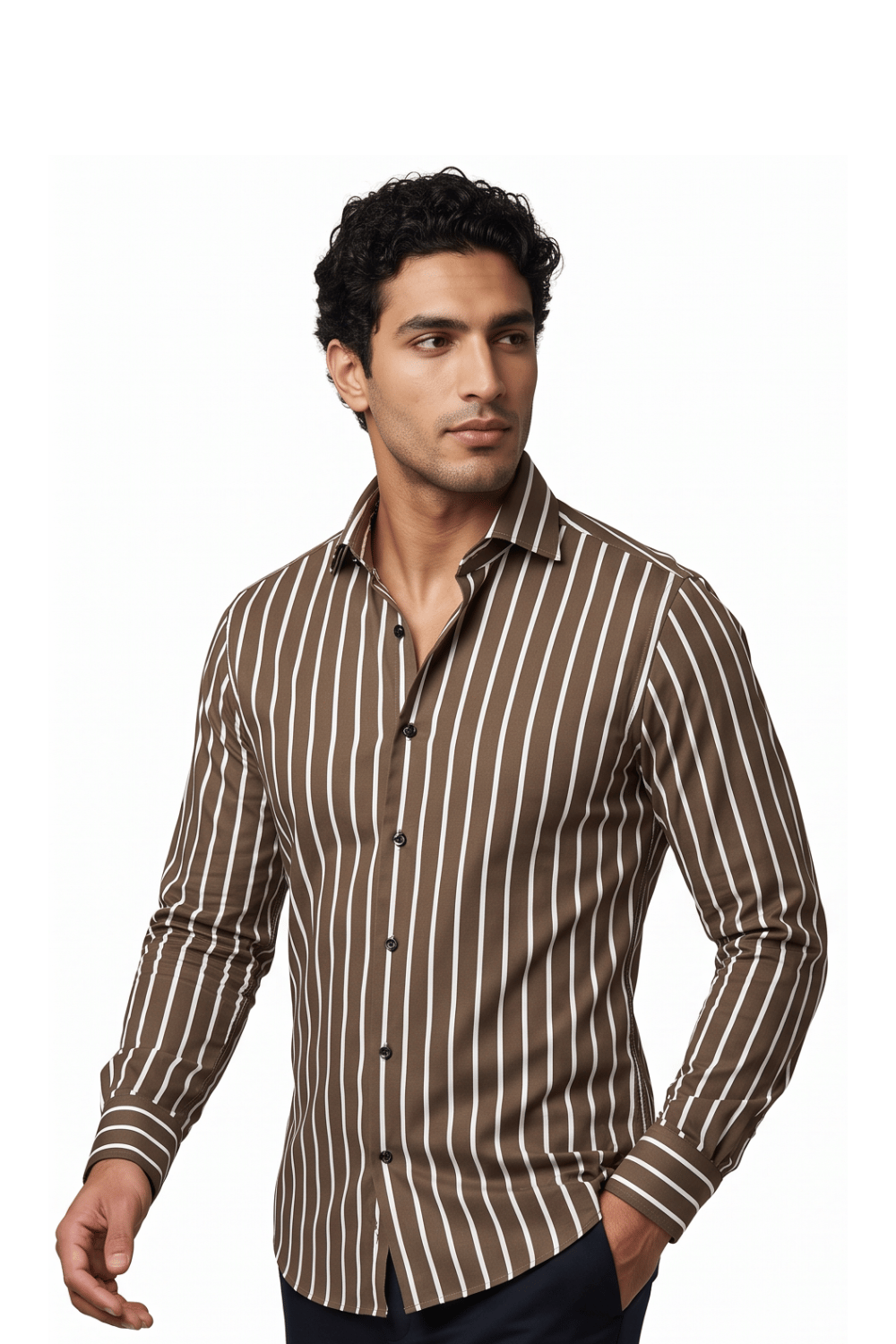 [48026-11] LS BENGAL STRIPE DRESS SHIRT