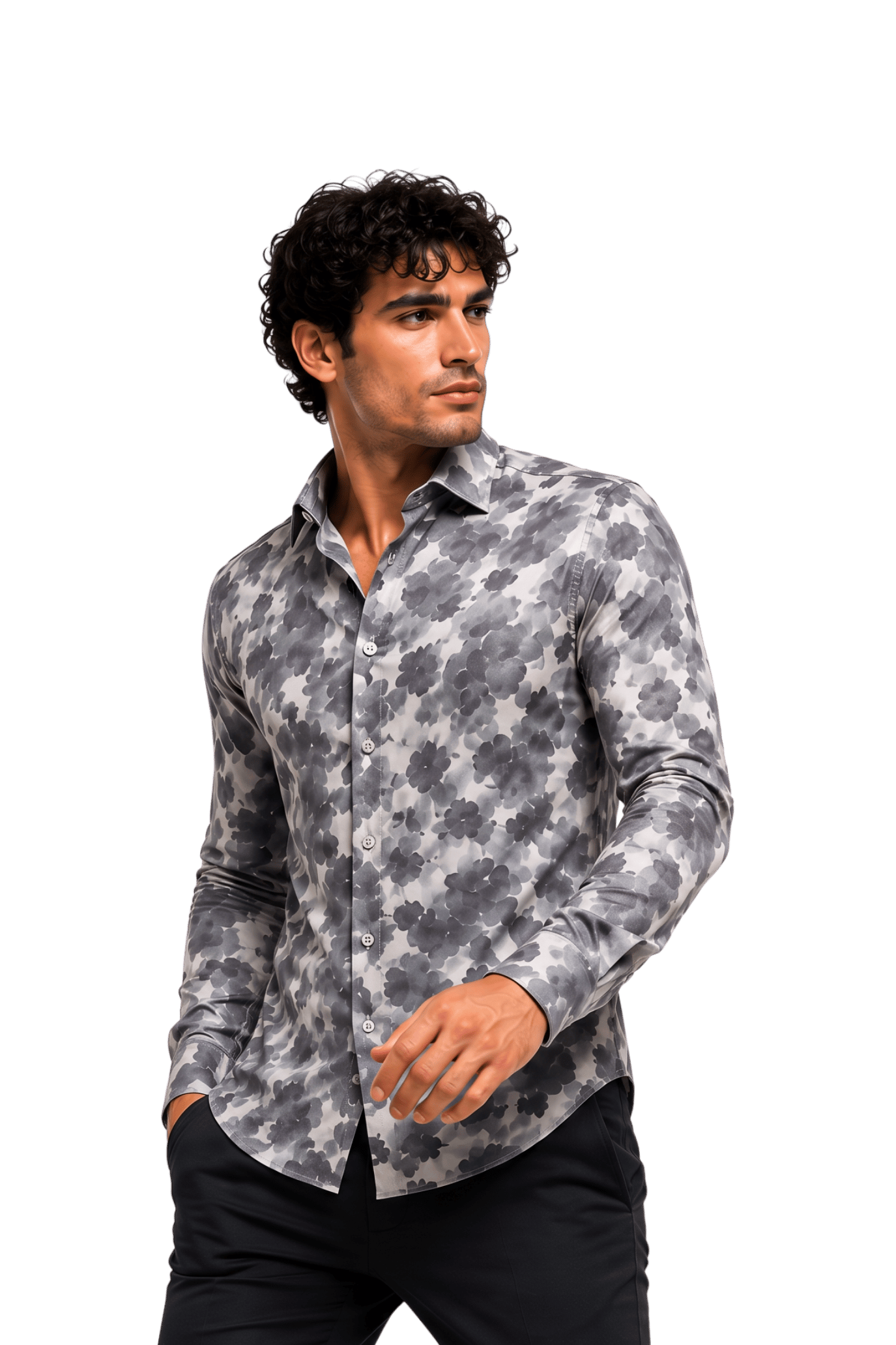 [48022-112] DT PRINTED DRESS SHIRT