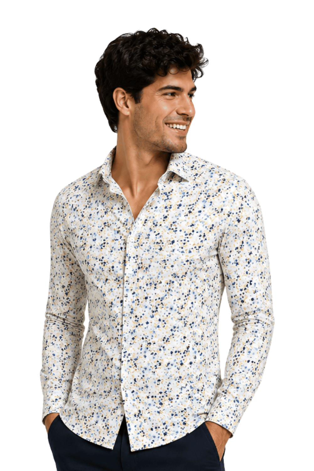 [48022-11] DT PRINTED DRESS SHIRT
