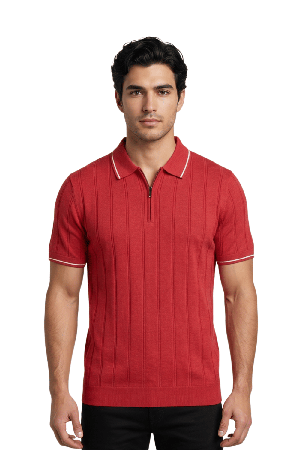 [33161-40-121] CASHMERE BLEND SS ZIP POLO