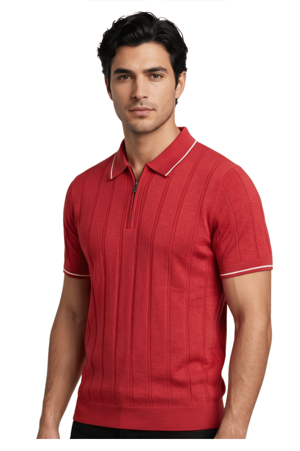 [33161-40-121] CASHMERE BLEND SS ZIP POLO