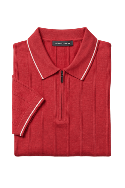 [33161-40-121] CASHMERE BLEND SS ZIP POLO