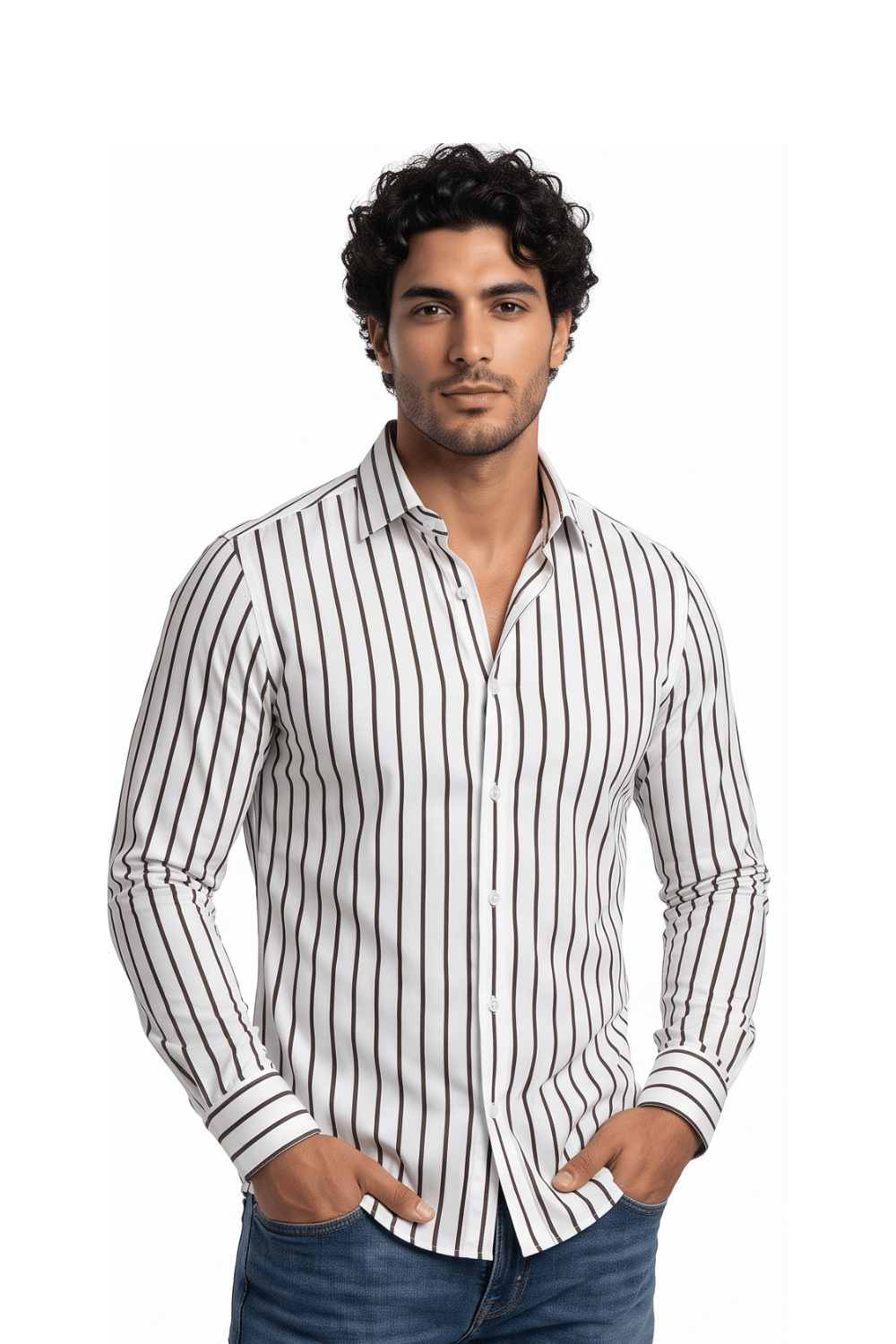 [48026-12] LS REVERSED BENGAL STRIPE DRESS SHIRT