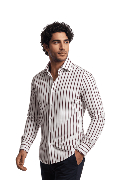 [48026-13] LS REVERSED BENGAL STRIPE DRESS SHIRT