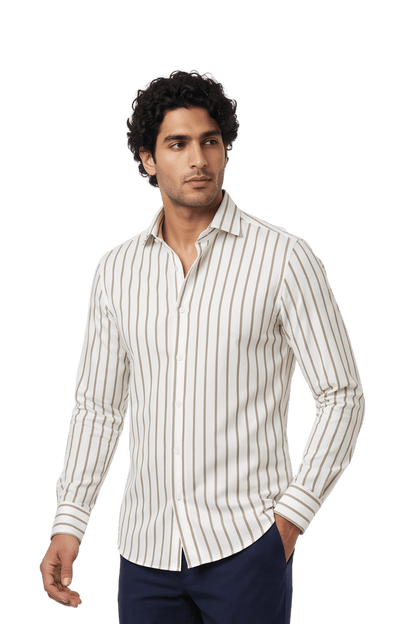 [48026-14] LS REVERSED BENGAL STRIPE DRESS SHIRT