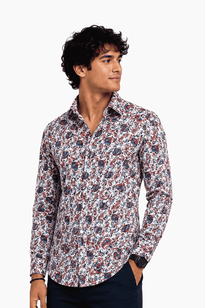 [48022-15] DT PRINTED DRESS SHIRT