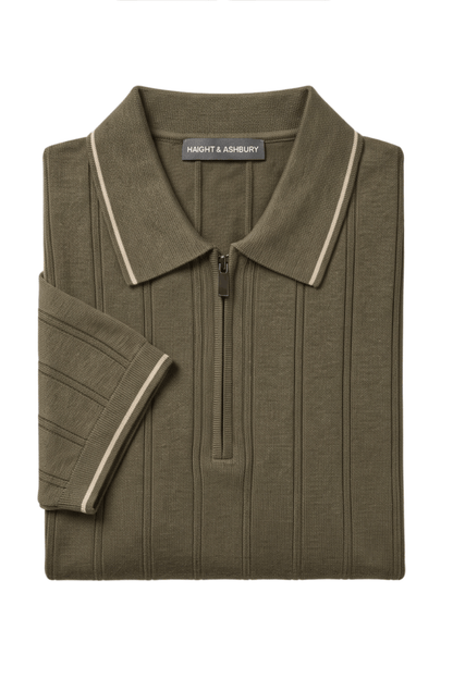 [33161-40-182] CASHMERE BLEND SS ZIP POLO
