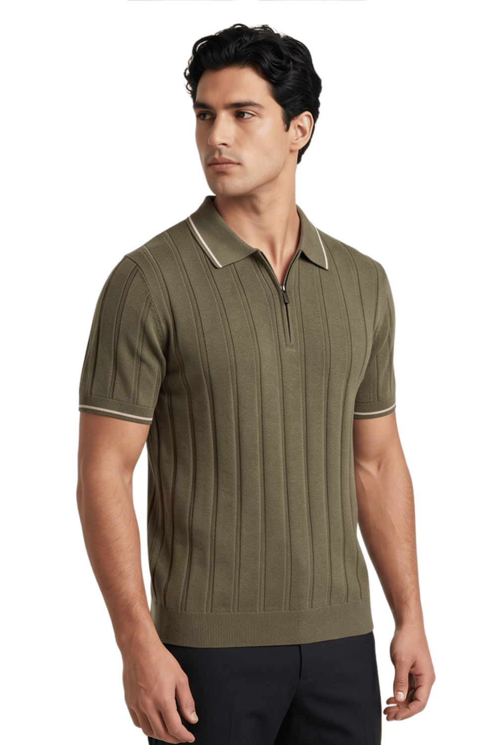 [33161-40-182] CASHMERE BLEND SS ZIP POLO