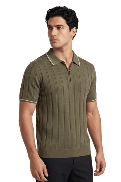 [33161-40-182] CASHMERE BLEND SS ZIP POLO