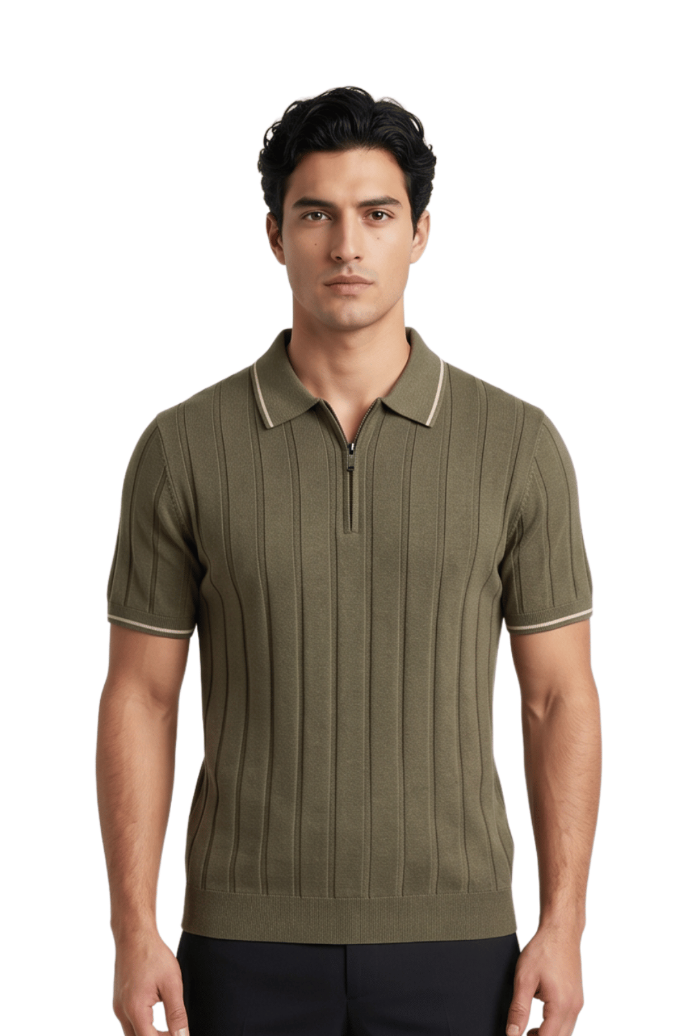 [33161-40-182] CASHMERE BLEND SS ZIP POLO