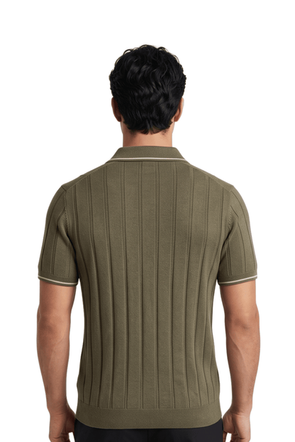 [33161-40-182] CASHMERE BLEND SS ZIP POLO