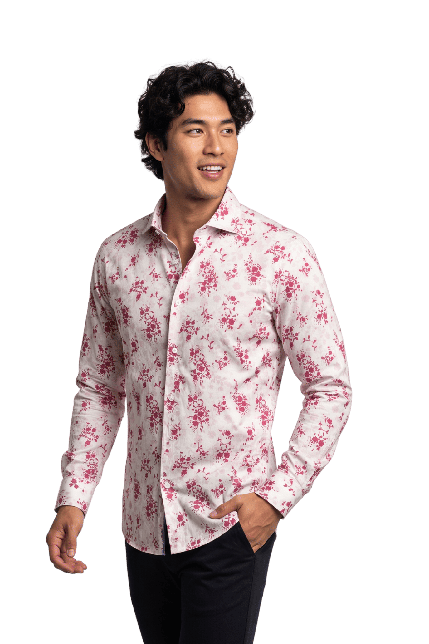 [48022-20] DT PRINTED DRESS SHIRT