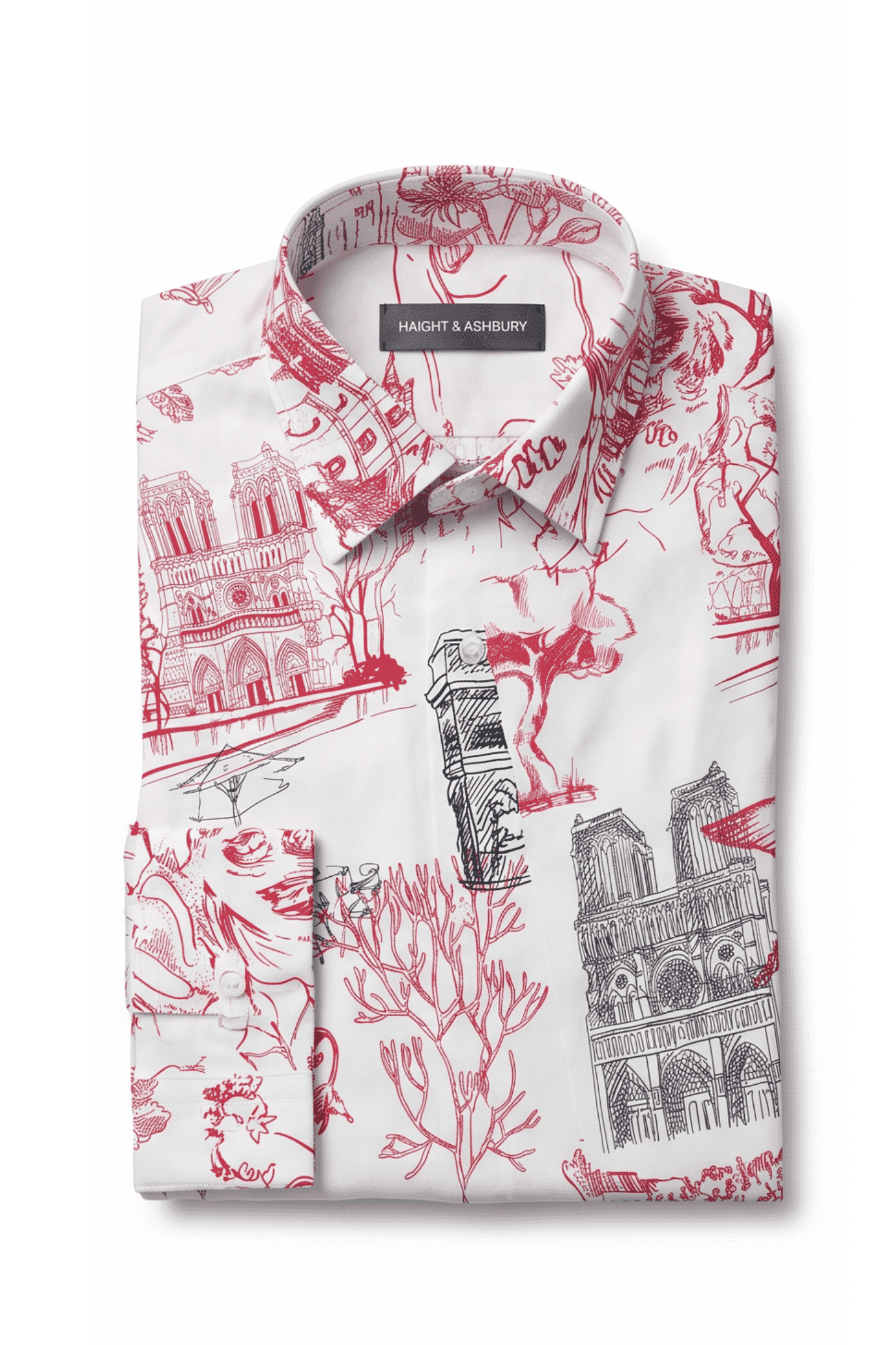 [48022-21] DT PRINTED DRESS SHIRT