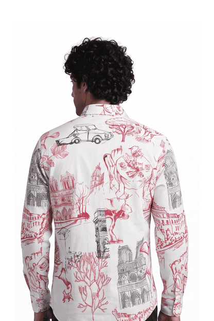 [48022-21] DT PRINTED DRESS SHIRT