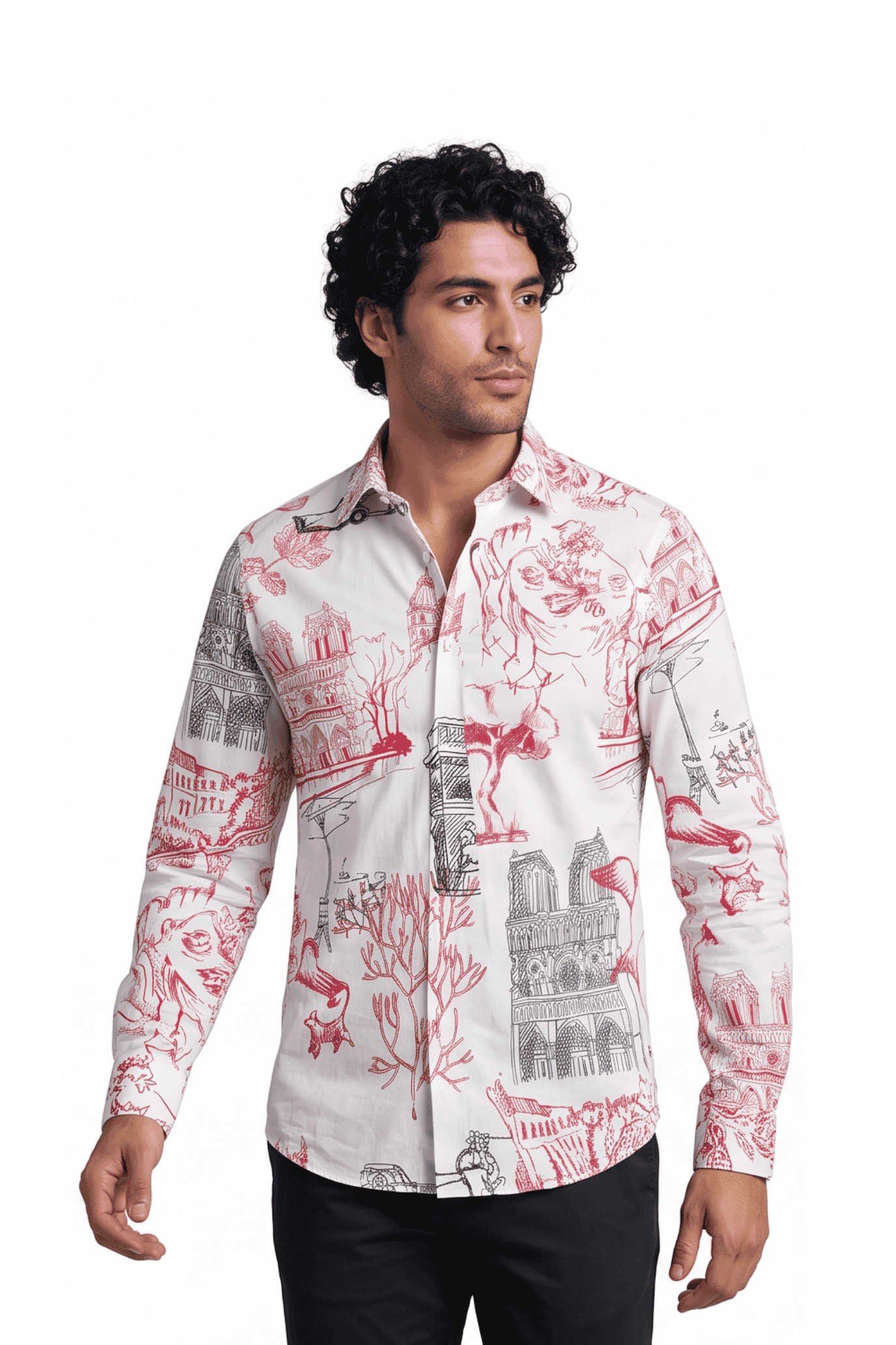 [48022-21] DT PRINTED DRESS SHIRT