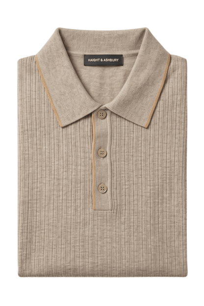 [33164-40-022] CASHMERE BLEND SS BUTTON POLO