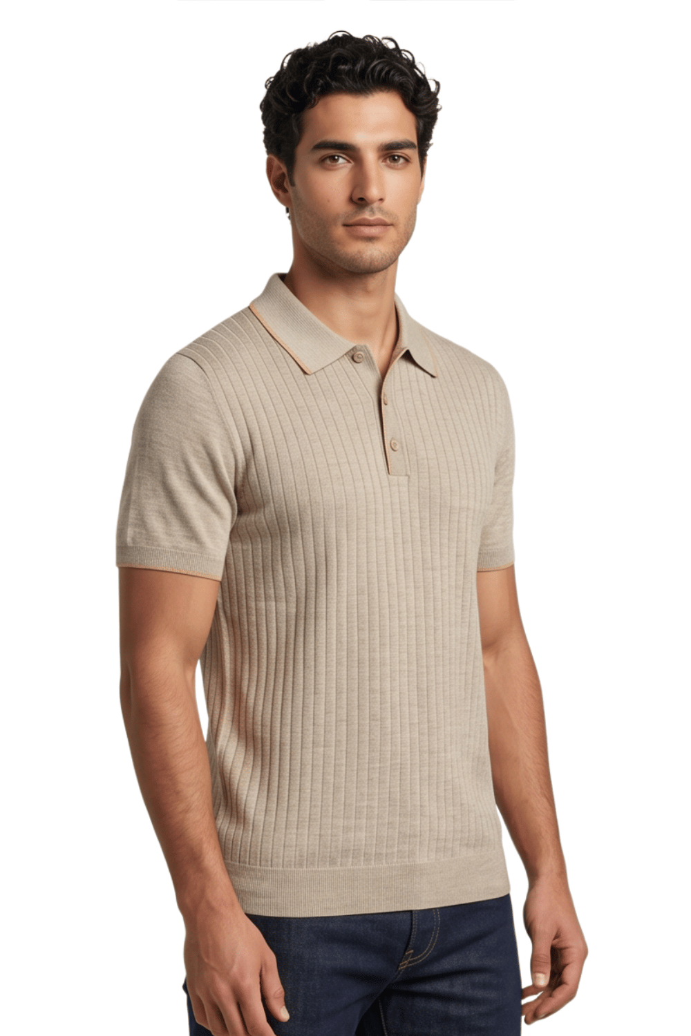 [33164-40-022] CASHMERE BLEND SS BUTTON POLO