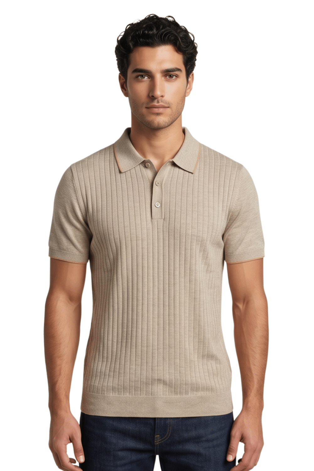 [33164-40-022] CASHMERE BLEND SS BUTTON POLO